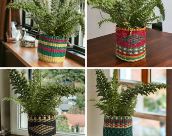 Bolga Plant Pots | Small Handwoven Planter | Small Bolga Basket