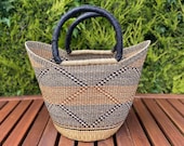 U shopper- Bolga Basket Bag - Fairtrade Handwoven Bag - Extra Large Beach Bag