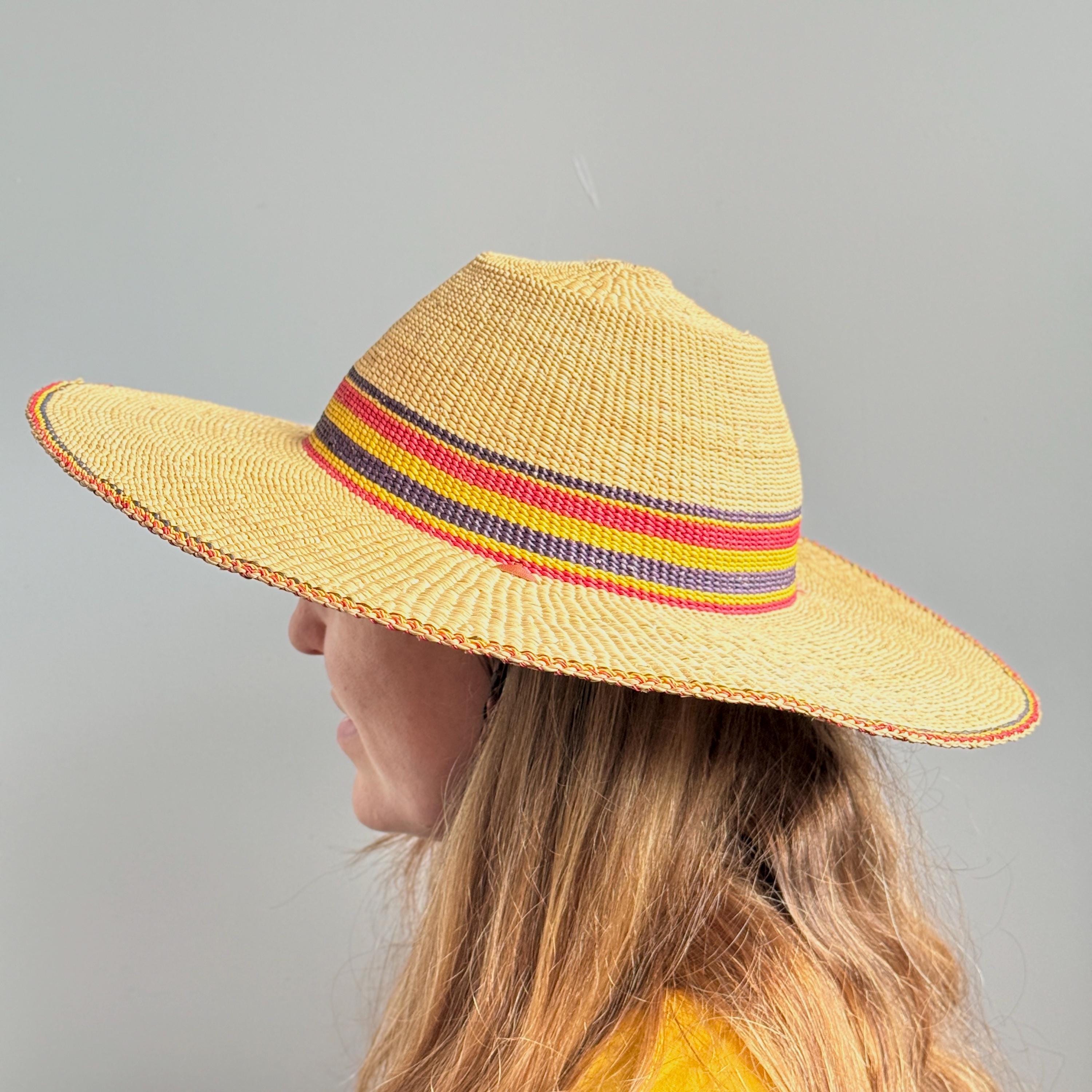 Chapeau De Paille Femme Fait Main - Tresse De Qualité, Bords Larges, Fabriqué En Équateur, Sans étiquette