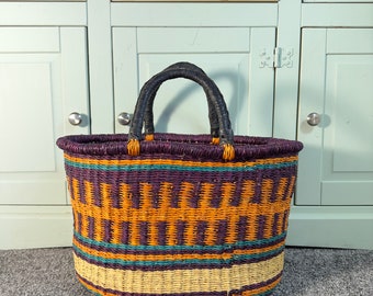 Oval Bolga Baskets | Handwoven Basket Bags | Home Storage Baskets