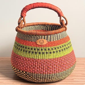 Cesta de maceta Bolga tejida a mano / Maceta africana ecológica