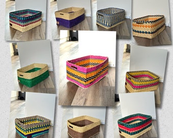 Handwoven Shelf Baskets with Hole Handle | Sustainable Fairtrade Bolga Baskets | Eco-friendly Home Storage