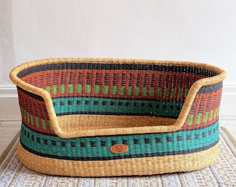Handmade Bolga Dog Beds - Large Sustainable Woven Pet Baskets | Artisanal Made Dog Basket