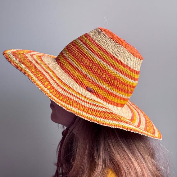 Handwoven Sun Hat 55cm Authentic Natural African Handwoven Beach Summer Sun Hat  main image 2