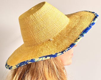 Sombrero de paja Bolga tejido a mano con forro / Sombrero de sol africano de primera calidad / Sombrero de playa de verano