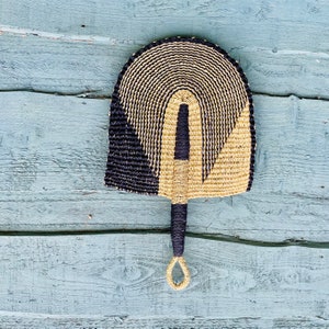 Bolga Fan 2 Hand Fan Handwoven AFRICAN Hand Fan African Woven Fan Beige