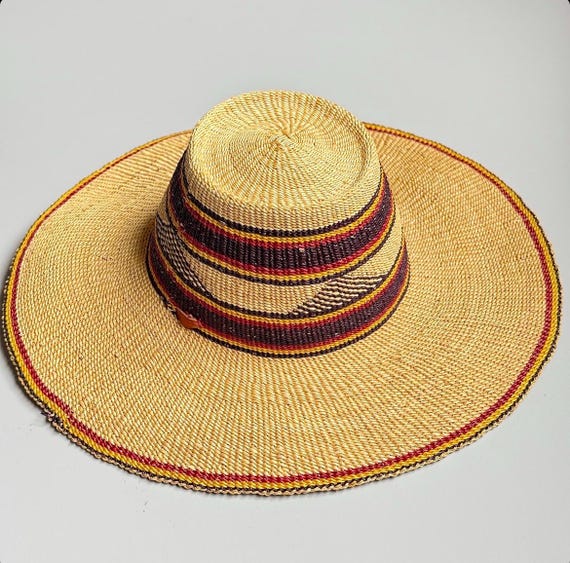 Handwoven Bolga Sun Hat: Fair Trade African Straw Hat - Etsy display picture 2