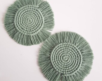 Customisable Round macrame coaster| Boho home decor| Eco-friendly| Natural fibre coaster