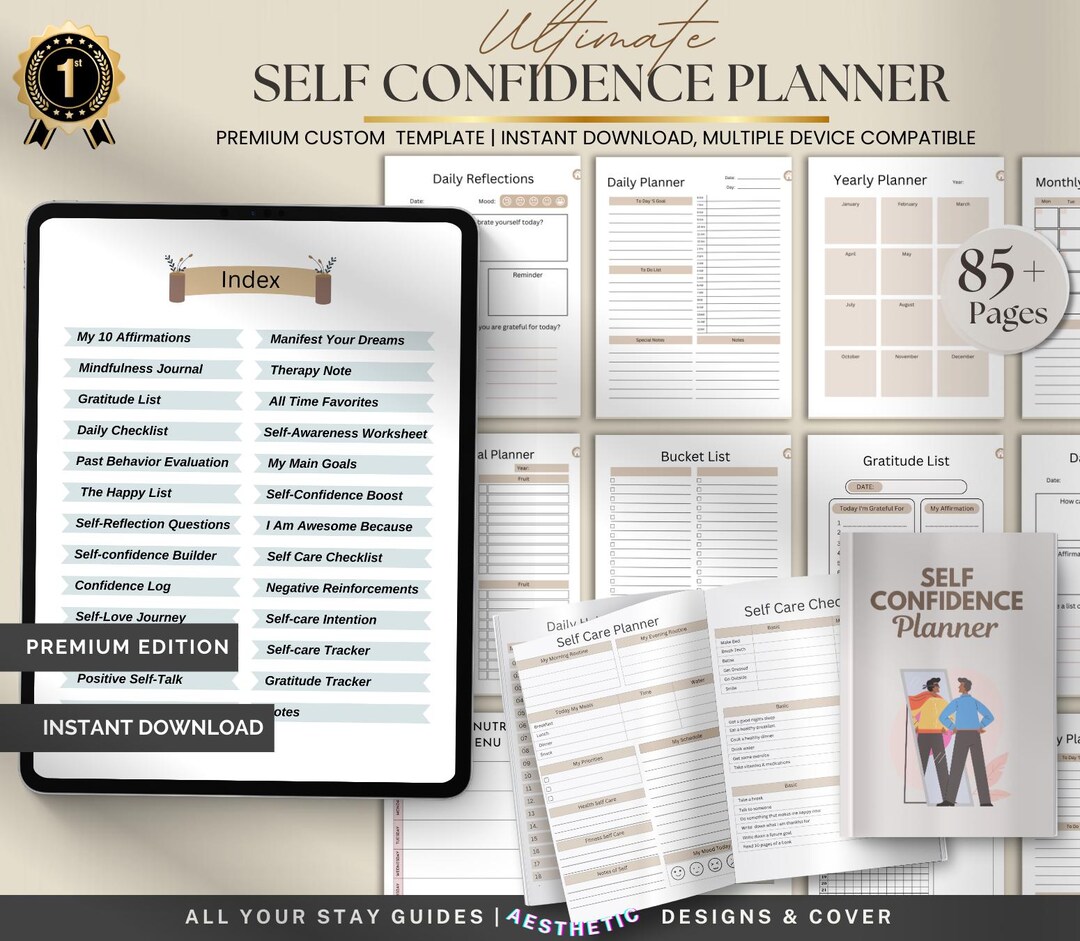 Self Confidence Planner, Daily Affirmations & Goal Setting (digital ...