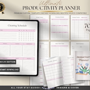 Daglig produktivitetsplanerare, uppgiftsorganisatör, målspårare (digital nedladdning)