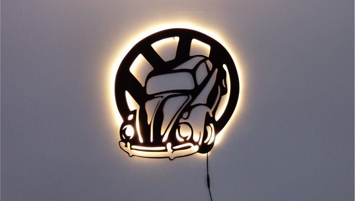 Volkswagen Led Sign Beetle Turtle Car Wall Decoration Etsy Israel