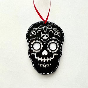 Ceramic Sugar Skull- Day of the Dead Ornament- Halloween Decor