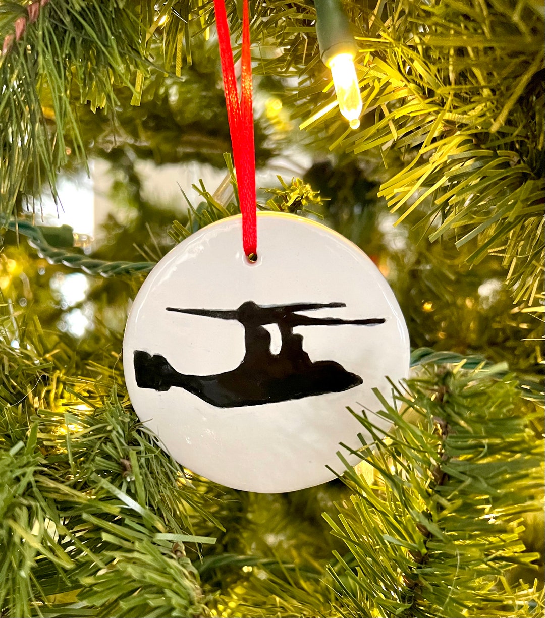 Osprey MV22 Handmade Ceramic Ornament, Black and White V22, CV22 Osprey