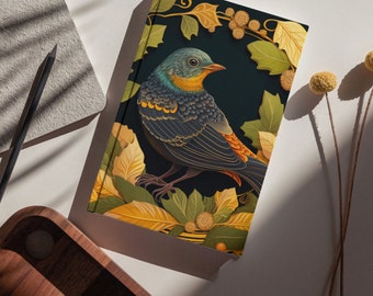 Gorgeous Russian Fairytale Hohloma Art Print - Robin Bird with Ultra Detailed Colors