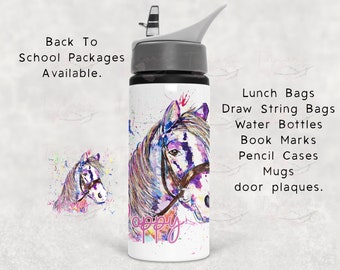 Personalised horse water bottle, horse water bottle, horse riding gift, Personalised Horse Lunch Bag, Personalised back to school, Horse bag