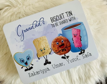 Granddads Biscuit Treat Tin , Personalised Family Biscuit tin, Family gift, Gift for Nanny, Family Biscuit Treats, Christmas Gift For family