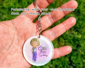 Personalised Student Midwife Keyring, Midwife Keyring, Student Midwife Gift, Midwife keyring, Personalised Midwife, Midwife Graduation Gift
