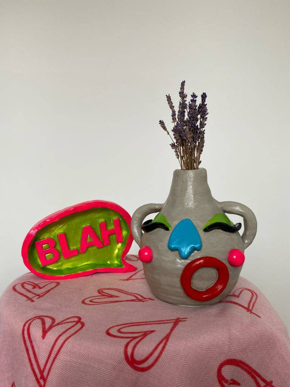 Clay Face Fake Flower Vase/ Air Dray Clay Face Vase / Quirky Etsy