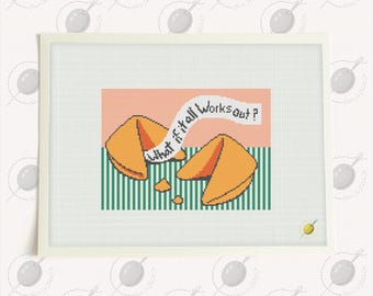 Fortune Cookie Needlepoint and Cross Stitch Pattern: Modern DIY (PDF & Stitchly)