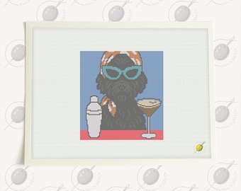 Patrón digital de bordado y punto de cruz para perro: «Espresso Darling» (PDF/Descarga digital Stitchly)