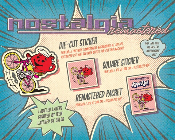 Retro 1980s Kool-aid Pink Lemonade BMX Bike Graphic Illustration