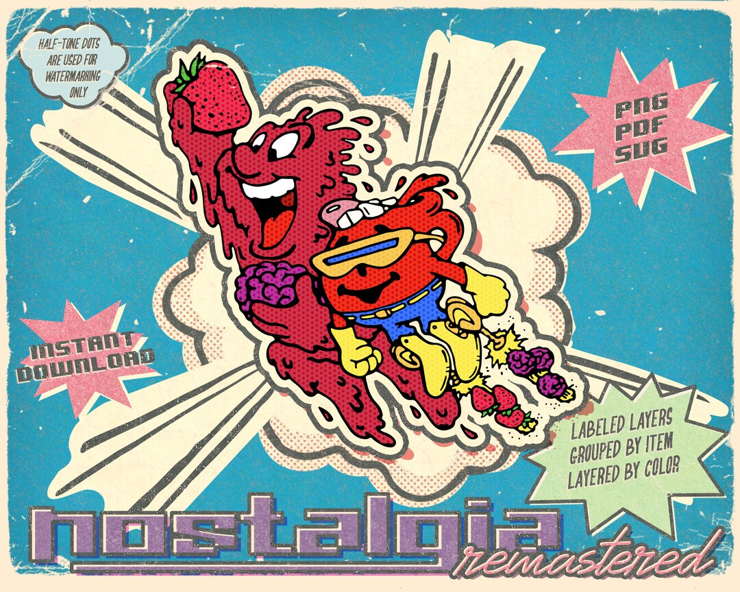 Retro 1980s Kool-aid Incrediberry Superhero Super Hero Graphic