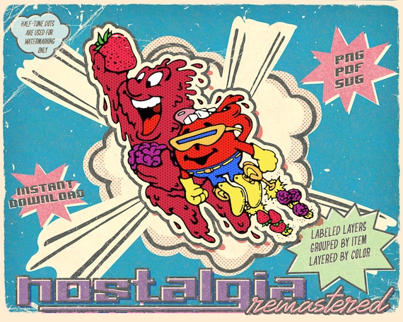Retro 1980s Kool-aid Incrediberry Superhero Super Hero Graphic