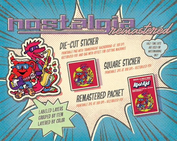 Retro 1980s Kool-aid Rock-a-dile Red Rockstar Guitar Saxophone