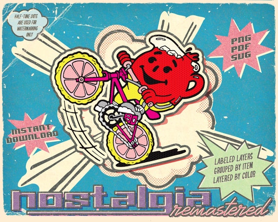 youth loser さとう。サイン入りステッカー Retro 1980s Kool-aid Pink Lemonade BMX Bike Graphic Illustration