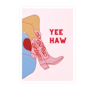 pink cowgirl boot sticker l western sticker l  yeehaw sticker l cowboy sticker l peel and stick sticker l kiss-cut vinyl sticker