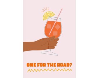one for the road print | college poster | colorful room decor | bar cart print | aesthetic print | trendy poster | matte vertical posters