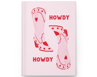 howdy cowboy boot hardcover journal | western notebook | cowgirl school accessories | cute trendy diary | aesthetic notepad