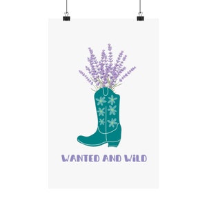 floral cowgirl boot print | cowboy poster | colorful room decor | bar cart print | aesthetic print | western poster | matte poster