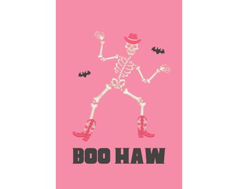 cowboy skeleton print | pink halloween poster | boo haw print | aesthetic halloween print | western poster | trendy print | matte poster