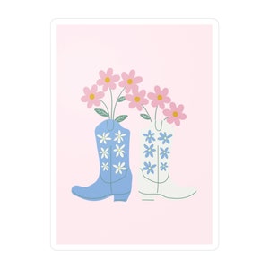 pink & blue cowgirl boots sticker l western sticker l cowboy sticker l peel and stick sticker l kiss-cut vinyl sticker