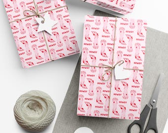 pink cowboy boot wrapping paper | howdy western gift wrap roll | cowgirl birthday party supplies | rodeo theme gift | cute holiday wrap