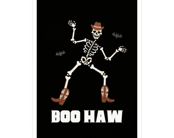 autocollant halloween noir + marron | boo haw squelette | autocollant occidental d'halloween | squelette de cow-boy | autocollant en vinyle découpé | autocollant mignon