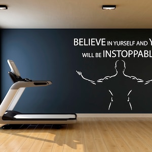 Motivation Quote Wall Decal Bodybuilder Wall Decal Muscle Man Decal Gym Wall Decal Sport Wall Sticker Gym Wall Decor SS 1238