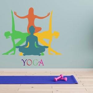 Yoga Colored Wall Decal Gym Yoga Wall Decal Yoga Wall Sticker Gym Wall Decor SS 1249