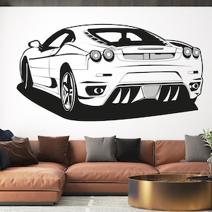 Vinyl Decal Ferrari, Muscle Car Wall Decal, Old School Car Wall Sticker, Sports Car Wall Sticker, Car Wall Decal, Car Wall Art SG 582