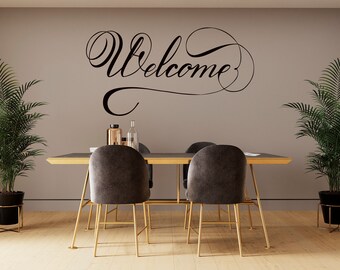Words Welcome Wall Decal/ Hello Wall Decal/ Welcome Sign Decal/Welcome and Hallo Wall Decal/ Welcome decal/Welcome Wall Sticker SS 1079