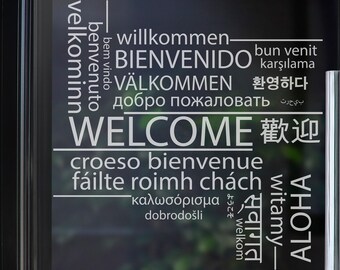 Words Welcome Wall Decal/ Hello Wall Decal/ Welcome Sign Decal/Welcome and Hallo Wall Decal/ Welcome decal/Welcome Wall Sticker SS 1087