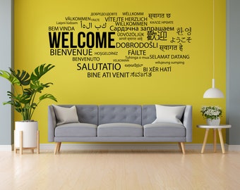 Words Welcome Wall Decal/ Hello Wall Decal/ Welcome Sign Decal/Welcome and Hallo Wall Decal/ Welcome decal/Welcome Wall Sticker SG 1086