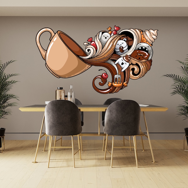 A cup of coffee Wall Decal cafe Wall Sticker coffee for window Wall Decor  SS 853