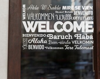 Words Welcome Wall Decal/ Hello Wall Decal/ Welcome Sign Decal/Welcome and Hallo Wall Decal/ Welcome decal/Welcome Wall Sticker SS 1083