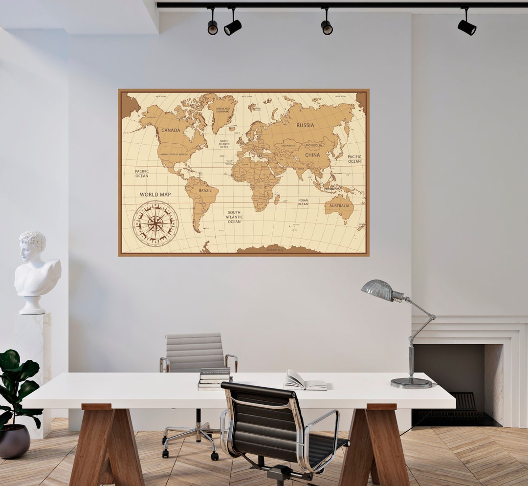 World Map With Countries Decal, World Map Wall Decal, Adventure Map ...