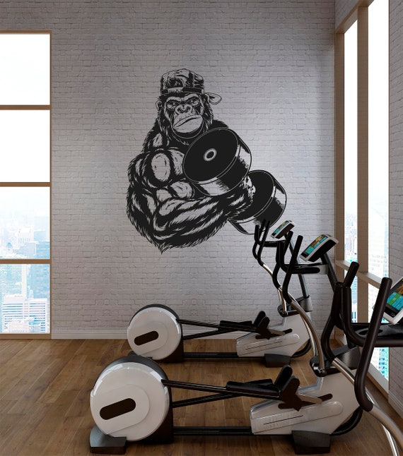 Gorilla Gym Wall Decal Lifting Gorilla Fitness Motivation Muscle