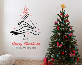 Vinyl Sticker Merry Christmas, Christmas decor, Merry Christmas wall decal, Christmas tree decal, Christmas door decal SG0041