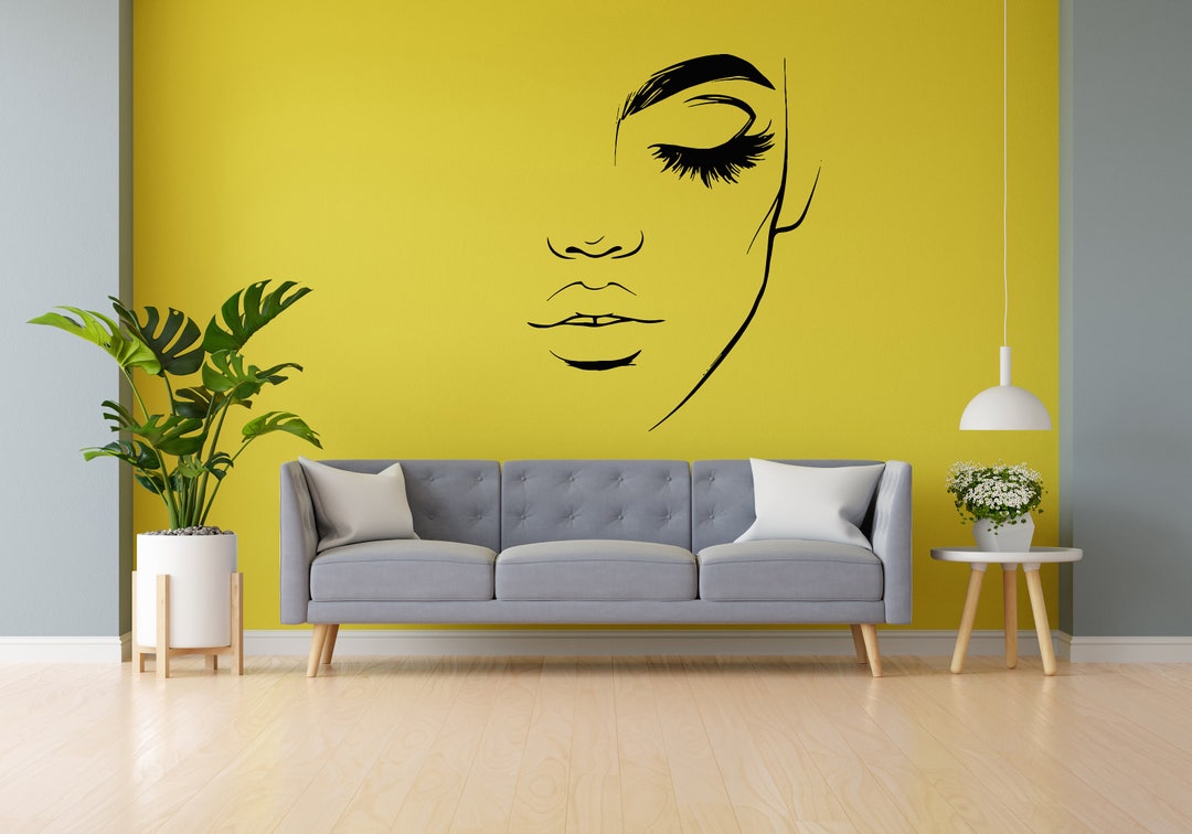 Beautiful Face Woman Wall Decal Beautiful Eyelashes Girl Wall Sticker