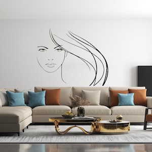 Beautiful Woman Wall Decal Girl Wall Sticker Decal for Beauty Salon  SS 356